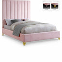 Via Velvet Upholstered Bed - Pink