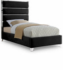 Zuma Velvet Upholstered Twin Bed - Black