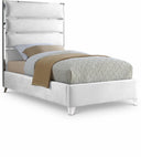 Zuma Velvet Upholstered Twin Bed - White
