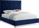 Eclipse Velvet Upholstered Bed - Blue