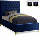 Cruz Velvet Upholstered Twin Bed - Blue