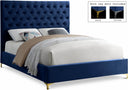 Cruz Velvet Upholstered Bed - Blue
