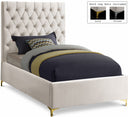 Cruz Velvet Upholstered Twin Bed - Cream