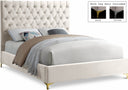 Cruz Velvet Upholstered Bed - Cream