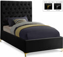 Cruz Velvet Upholstered Twin Bed - Black
