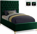 Cruz Velvet Upholstered Twin Bed - Green