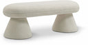 Drum Faux Shearling Teddy Fabric Upholstered Bench - Beige