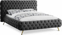 Delano Velvet Upholstered Bed - Grey