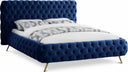 Delano Velvet Upholstered Bed - Blue