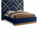 Vector Velvet Upholstered Bed - Blue