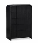 Fluted Solid Wood And Oak Veneer Chest - Black