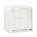 Fluted 26" Solid Wood And Oak Veneer Nightstand - Cream