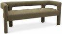Athena Boucle Fabric Upholstered Bench - Olive