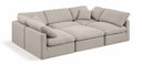 Indulge 105" Linen Textured Fabric Upholstered 6pc. Modular Sectional - Beige