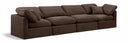 Indulge 140" Velvet Upholstered 4pc. Modular Sofa - Brown