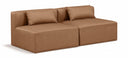 Cube 72" Vegan Leather Upholstered 2pc. Armless Modular Loveseat - Brown