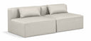 Cube 72" Vegan Leather Upholstered 2pc. Armless Modular Loveseat - Cream