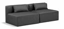 Cube 72" Vegan Leather Upholstered 2pc. Armless Modular Loveseat - Grey