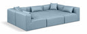 Cube 108" Vegan Leather Upholstered 6pc. Modular Sectional - Light Blue