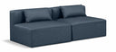 Cube 72" Vegan Leather Upholstered 2pc. Armless Modular Loveseat - Blue