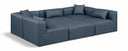 Cube 108" Vegan Leather Upholstered 6pc. Modular Sectional - Blue