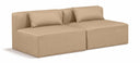 Cube 72" Vegan Leather Upholstered 2pc. Armless Modular Loveseat - Tan