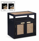 Cole 26" Solid Wood And Natural Cane Nightstand - Black