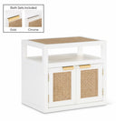 Cole 26" Solid Wood And Natural Cane Nightstand - White