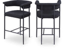 Malin Boucle Fabric Upholstered Counter Stool - Black
