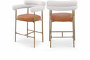 Blake Vegan Leather And Boucle Fabric Upholstered Counter Stool - Cognac