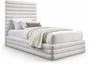 Maxwell Linen Textured Fabric Upholstered Twin Bed - Cream