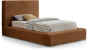 Dexter Corduroy Fabric Upholstered Twin Bed - Saddle