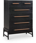 Kaya Oak Veneer And Vegan Leather Handle Chest - Black