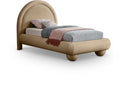 Madrid Velvet Upholstered Twin Bed - Beige