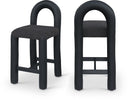 Amari Vegan Leather and Boucle Fabric Upholstered Counter Stool - Black