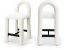 Amari Vegan Leather and Boucle Fabric Upholstered Counter Stool - Cream