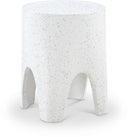 Foligno Terrazzo Pattern Finish Indoor / Outdoor Concrete End Table - White