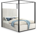 Jax Velvet Upholstered Bed - Cream