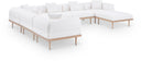Laguna 142" Resilient Water Resistant Fabric Upholstered Outdoor Patio 7pc. Modular Sectional - Cream