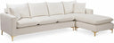 Naomi 110" Velvet Upholstered Reversible Sectional - Cream
