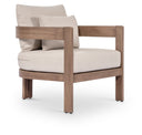 Newport Water Resistant Fabric Upholstered Outdoor Patio Chair with Outdoor Protective Cover Included - Beige