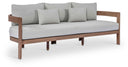 Newport 86.75" Water Resistant Fabric Upholstered Outdoor Patio Sofa with Outdoor Protective Cover Included - Grey