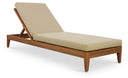 Mirella Water Resistant Fabric Upholstered Outdoor Patio Chaise Lounge - Tan