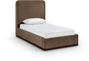Rava Velvet Upholstered Twin Bed - Brown