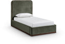 Rava Velvet Upholstered Twin Bed - Green
