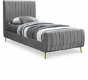 Zara Velvet Upholstered Twin Bed - Grey