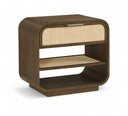 Windsor 28.5" Natural Cane And Solid Wood Nightstand - Brown