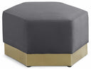 Marquis Velvet Upholstered Ottoman - Grey
