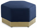 Marquis Velvet Upholstered Ottoman - Blue