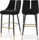 Sleek Velvet Upholstered Bar Stool - Black